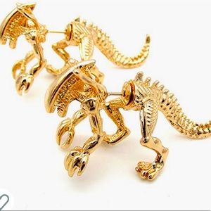 Alien/Dinosaur jacket earrings